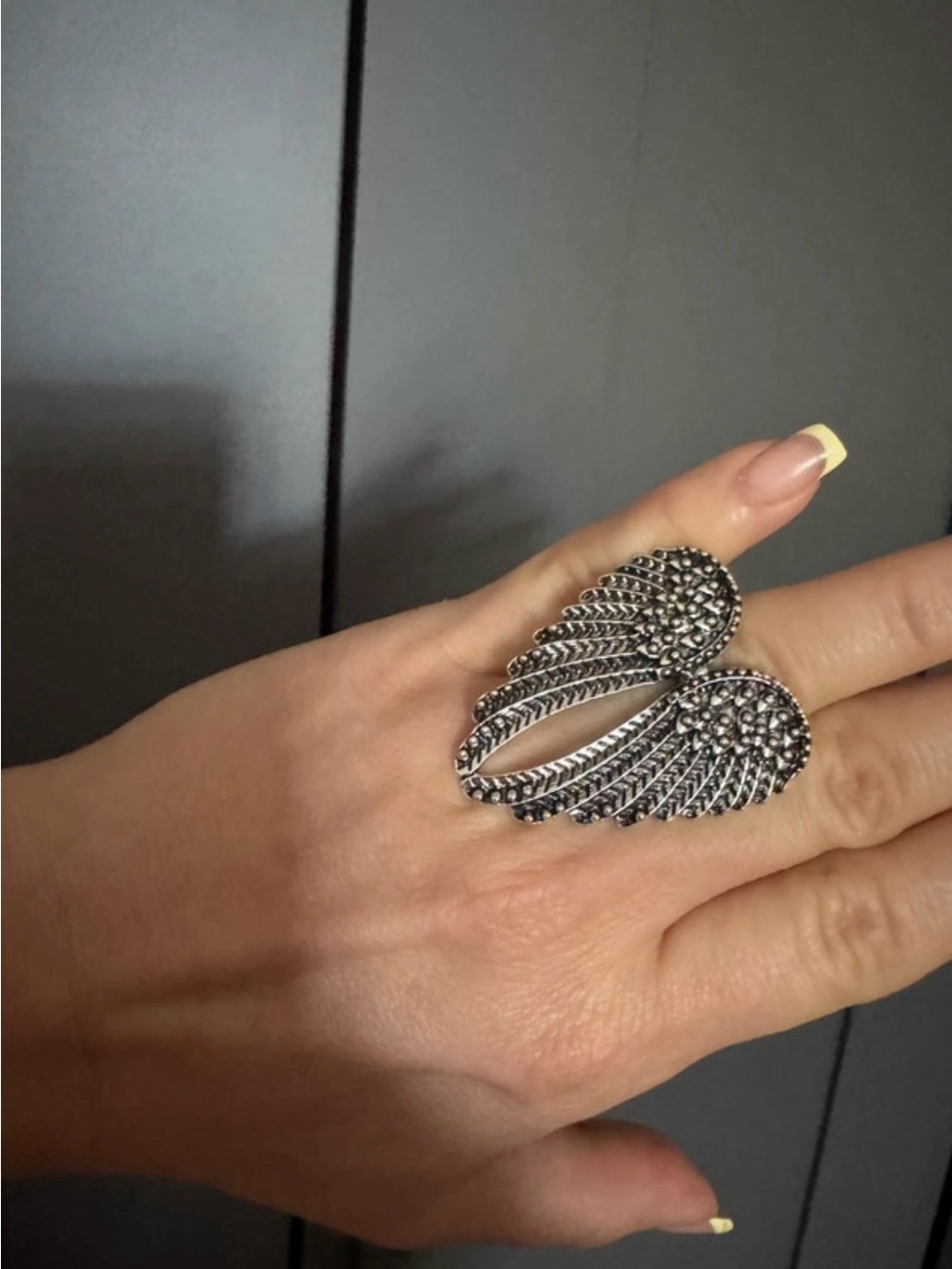 Vintage-Inspired Silver Wing Statement Ring